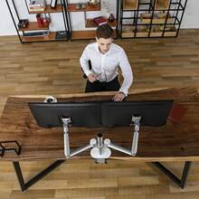 Adjustable Aluminium Unrsal Laptop Notebook Tablet Desk Mount Arm Stand Bracket With Tilt And Swl - Black-SingleLaptop - View 6