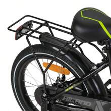 HILAND Rocket 16" 18" Vélo pour Enfants pour Garçons et Filles de 4 à 9 Ans, Vélo pour Enfants avec Cadre en Acier Carbone, Frein à Etrier, Frein à Rétropédalage arrière, Roues d'Entraînement Blanches et Porte-Bagages, 18 Pouces Avec Lumières (Noir/Blanc)