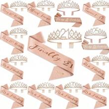 2 件/套 10 日 13 日 15 日 16 日 18 日 21 日 25 日 30 日 40 日 50 日 60 日 70 日 80 日这是我的生日绶带丝带生日女王皇冠头饰水钻生日头饰生日绶带带别针生日快乐皇冠和绶带丝带适合生日派对