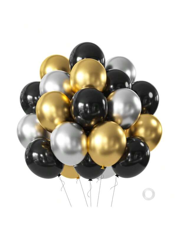 31pcs/Set Black, Silver, Gold Balloon Garland Arch Kit, 10-Inch Balloons Suitable For Wedding, Birthday Party, Anniversary, Photo Backdrop, Store Opening Celebration