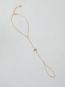 1 pieza Anillo y brazalete de estrella de ocho puntas con diamante de plata esterlina 925, brazalete de oro, adecuado para que las señoras lo usen a diario/en fiestas/en citas