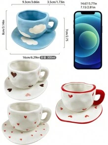 极简主义陶瓷不对称马克杯带碟早餐牛奶咖啡杯办公室宿舍专用杯碟套装 - 多選 - 查看 12
