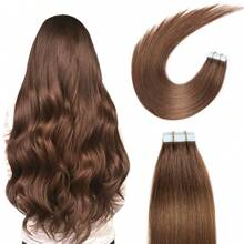 20pcs Straight Thick Tape In  Remy Human Hair Extension For Salon  Dark Brown Color 2# 16-26 Inches Silk Straight Double Side Seamless Skin Weft Hair Extension ,Feel - Easy To Apply And Reuse, High Quality Natural Style Tape In Hair  Extentions - S4 - View 2