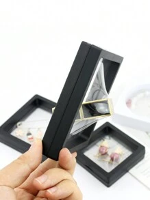 10件PE膜防氧化透明珠宝展示盒，防氧化珠宝盒，防尘珠宝悬挂收纳盒，防氧化小巧精致珠子展示盒，多功能便携式珠宝收纳盒，商务旅行适用，3D相册浮动相框，用于吊坠、项链、手链、戒指、硬币、耳环、别针、收纳盒、防氧化珠子宝盒，PE膜浮动3D浮动展示盒返校