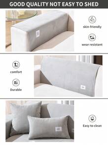 Capa de sofá de veludo de milho antirrespingo de 1 peça, assento 1234, resistente a animais de estimação, estilo simples e moderno, almofada de assento de sofá, apoio de braço, capa de encosto, antiderrapante, lavável à máquina, todas as estações - Cinza claro - Ver 5