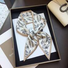 窄缎围巾/丝带，小长形女士春夏季配饰，发带，包包装饰，围巾 - 棕色 - 查看 1