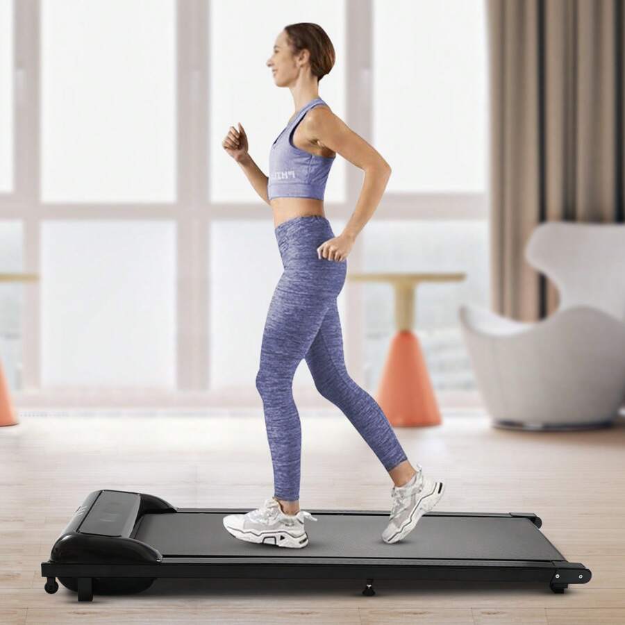 Rainaut 600W Under Desk Electric Treadmill, Installation-Free, Remote Control, And LED Display, Walking Jogging For Home, Load Capacity: 100kg/220.46lbs, Speed: 1-6km/H/0.62-3.73mph, 120*50cm*17cm/47.24*19.68*6.7inch - 查看 1