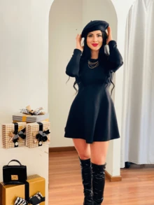 Vestido Corte en A - Negro - Ver 3