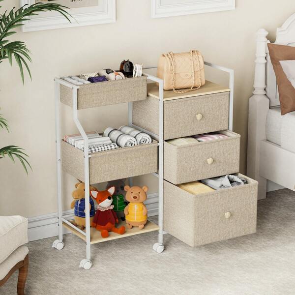 3 Tier Rolling Larger Storage Cart With Drawers, Upgraded Organizer With Wheels,  Toys, Books, Changing, Clothes Storage, Easy To Assemble, Movable Anywhere For Bedroom, Changing Table & Crib