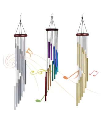 1pc 12-Tube Rotating Aluminum Wind Chime, Wooden Home Decor, Metal Garden Hanging Ornament, Musical Windbell