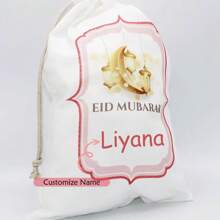 Personalised Custom Name Eid Mubarak Gift Candy Chocolate Eidi Money Bag Ramadan Kareem Muslim Islamic Iftar Eid Al-Fitr Home Decoration Friend Family Neighbor Daughter Present Sack
