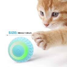 Juguete de bola para gatos con enrollado automático, con luz LED recargable por USB, juguete interactivo para el juego de gatitos - Multicolor - Ver 3