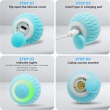 Juguete de bola para gatos con enrollado automático, con luz LED recargable por USB, juguete interactivo para el juego de gatitos - Multicolor - Ver 9