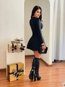 Vestido Corte en A - Negro - Ver 4