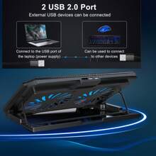 NUO XI 双风扇笔记本电脑散热垫，静音 PC 游戏笔记本电脑散热器支架，带大风扇，笔记本电脑散热垫配件