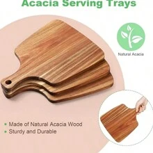 1 pezzo Tagliere per formaggi, vassoio da portata, tagliere quadrato, vassoio per frutta/verdura, utilizzabile su entrambi i lati, vassoio in legno decorativo per preparare i pasti - Marrone ruggine - Visualizzare 4