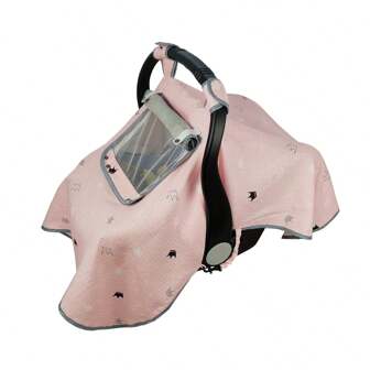 ICOPUCA Muslin Baby Car Seat Covers, Car Seat Covers For Babies, Kick-Proof Car Seat Covers For Infant With Breathable Mesh Peep Windows, Canopy Newborn Gift For 4 Seasons