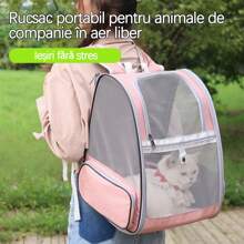 Túi đựng mèo, túi đựng thú cưng di động để đựng mèo, cặp đi học cho mèo không bị biến dạng, túi đựng chó dung tích lớn, ba lô mèo hai vai thoáng khí - Hồng - Xem 1