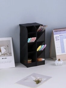 1pc 4 Stages Clear Frosted Pen Holder,Vertical Pen Storage Box, Office And School Supplies,Translucent Pen Storage Rack - Multicolor - View 4