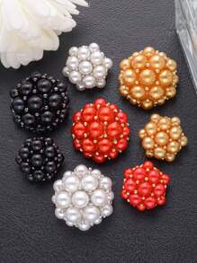 5pcs/Set Elegant Metal Pearl Dome Buttons, Suitable For Furs, Suits, Uniforms, Jackets, Decorative Accessories, Handbags, Gift Boxes, Flower Bouquets, Jewelry DIY