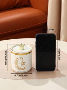 1pc Star, Moon, Lantern Plastic Household Storage Jar Pot Canister For Grains, Dried Fruits, Candy, Cookies, Bread, Suitable For Wedding, Party, Gift, Birthday - Yellow - View 3