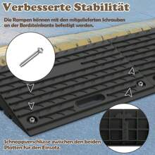 YARDIN 2 rampas de acera, rampa de umbral de puerta de goma, rampa de acera para automóvil, motocicleta, umbral de puerta de rampa para vehículo de silla de ruedas para bordillos de 10 cm de alto, negro - 53x32x10 cm