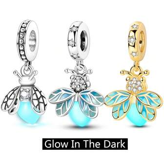 1 st You Light Up My Life Lysande Firefly Glow In The Dark Hänge Charm Fit Original Armband Halsband Silverfärgade pärlor för gör-det-själv smycken Göra vacker kärlek Vänskapspresent till älskare