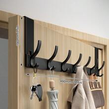 6/7 Hooks Aluminum Alloy Over The Door Hanger, Wall Mounted Coat Rack, No Drilling Required, For Hanging Clothes, Hats And Towels To Maximize Space Utilization - Multicolor - View 10
