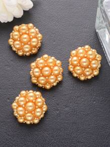 5pcs/Set Elegant Metal Pearl Dome Buttons, Suitable For Furs, Suits, Uniforms, Jackets, Decorative Accessories, Handbags, Gift Boxes, Flower Bouquets, Jewelry DIY