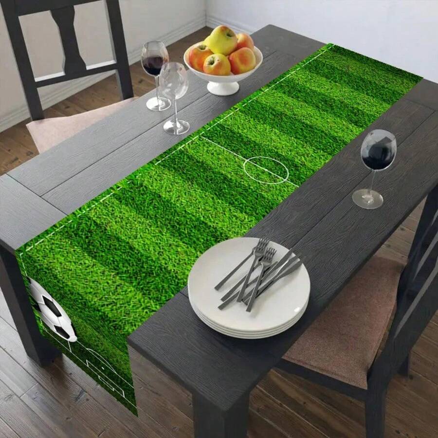 Football Field Linen Table Runners Kitchen Table Decor Farmhouse Washable Dining Table Runners Holiday Party Wedding Decorations Ball Game Party 33X210cm