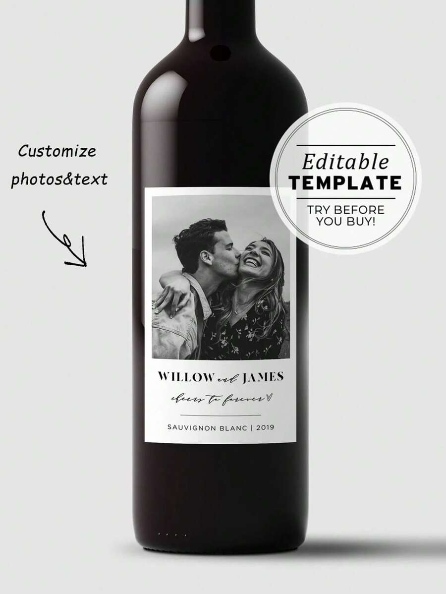 8/16/32pcs Custom Wedding Wine Bottle Labels - Personalized Wedding Decorations - Peel And Stick. Black And White Customizable Information Whiskey/Wine Labels - Personalized Gifts - For Him Or Her - Gift Party Favors. Custom Waterproof Valentine's Day, Halloween, Christmas, Independence Day, Thanksgiving Stickers. Waterproof, Sealable, Adhesive For Wedding, Housewife, School, Home, Kitchen, Restaurant, Bathroom, Living Room, Bedroom, Tea Room, Office,Multi-Functional, Anti-Mold,Ornamental,Reusable,Adhesive,Exquisite,Stylish,High-Quality,Colorful,Modern,Custom,Personalized,Unique,Ideal Gifts For Him,Ideal Gifts For Her,Boyfriend,Dad,Girlfriend,Mom,Family,Friends,Tea Room,Home,Garden,Office,For Anniversaries,For Valentine's Day,For Mother's Day,For Birthdays,For Father's Day,For Graduation,For Weddings,For Housewarming,Customized Stickers - Multicolor - View 1