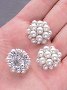 5pcs/Set Elegant Metal Pearl Dome Buttons, Suitable For Furs, Suits, Uniforms, Jackets, Decorative Accessories, Handbags, Gift Boxes, Flower Bouquets, Jewelry DIY