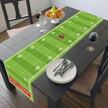 Football Field Linen Table Runners Kitchen Table Decor Farmhouse Washable Dining Table Runners Holiday Party Wedding Decorations Ball Game Party 33X210cm