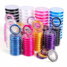 10pcs/Pack Multi-Color Elastic Beading String Cord, For Bracelet, Necklace, Jewelry Making, Clay Bead Stringing Arts And Crafts - Beading Wire - View 1