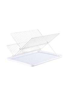 2-Tier Large Capacity Space-Saving Dish Rack Kitchen Counter Organizer Multifunctional Storage Organizer For Kitchen Counter, Kitchen Organizers And Storage Sturdy Metal Construction, Double Layers, Drainboard - White - View 13