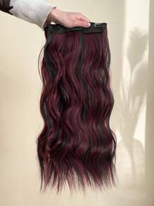 22-Inch 4pcs/Set High Gloss Red Clip-In Hair Extensions, Long Wavy Synthetic Hair Extensions, Suitable For Women And Girls Daily Use - Piano Color - View 7