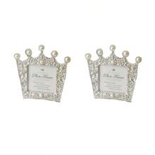 1pc Faux Faux Pearl Decor Photo Frame & 1pc Random Inner Paper, Gorgeous Plastic Picture Display Frame, For Home Decor - Silver - View 12