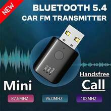 One Piece Car Bluetooth 5.4 FM Transmitter Hands Free Calling Mini USB Power Supply Car Kit Car Stereo Wireless Audio Adapter Receiver For FM Radio - Multicolor - View 5