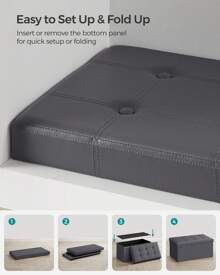 SONGMICS MAZIE Collection - Storage Ottoman Bench, 76 Cm Folding Foot Rest Stool, End Of Bed Bench, Easy Assembly, For Living Room, Bedroom, Entryway, Slate Grey - Grey - View 5