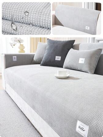 1pc Anti-Splash Corn Velvet Sofa Cover, 1234 Seat, Pet Resistant, Modern Simple Style, Sofa Seat Cushion, Armrest, Backrest Cover, Non-Slip, Machine Washable, All Season