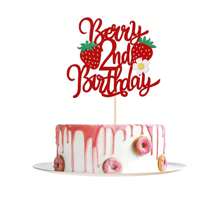 1 件浆果 1 岁 2 岁 3 岁生日蛋糕装饰，带花朵闪光甜水果主题一二三岁生日草莓一二三蛋糕挑选草莓主题 1 岁 2 岁 3 岁生日派对蛋糕装饰用品 - 彩色 - 查看 10