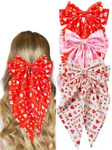 2/3/4 chiếc 2025 Kẹp tóc nơ dài họa tiết trái tim mới nhất cho bé gái, Kẹp tóc nơ đuôi dài mềm mại, Kẹp tóc kim loại cổ điển, Băng đô lụa, Phụ kiện tóc thanh lịch, Quà tặng tuyệt vời cho ngày lễ tình nhân - Nhiều màu - Xem 15