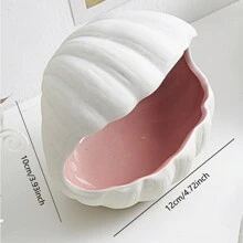 1 pieza Bandeja de cerámica con conchas, estrellas de mar y almejas, Cuenco de almacenamiento creativo rosa, Organizador de joyería Plato, Recipiente para almacenar brazaletes, aretes, collares y dulces para la mesa de entrada, decoración del hogar, fiesta de cumpleaños, viaje de vuelta a la escuela