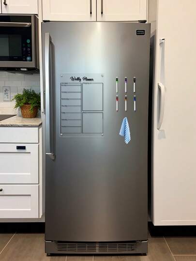 Magnetic Transparent Acrylic Weekly Planner Board, Erasable Magnetic Refrigerator Sticker (Includes 6 Random Color Whiteboard Markers, 1 Random Color Cleaning Cloth) Birthday Gifts Graduation