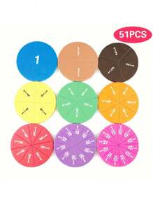 Fraction Circle Math Educational Tool - EVA Foam Fraction Teaching Aid, Color-Coded Math Development Tool For Classroom And Home Education, STEM Learning Gift - Multicolor - View 3