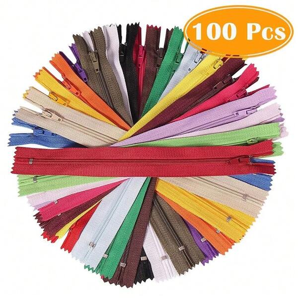 100 piezas de 20/30 cm de cremallera de nailon para ropa, bolsillo, pantalón, proceso de extremo cerrado, cremallera de color, accesorios de costura DIY para manualidades