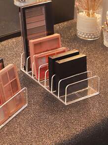 1pc Clear Acrylic Divided Eyeshadow Palette, Makeup Organizer Tray For Blush, Powder, Desktop Cosmetic Storage Rack With 7 Compartments For Phone, Remote Controllers In Bedroom/Dorm