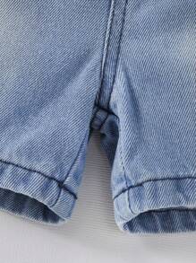 幼儿休闲可爱百搭简约蓝色牛仔短裤 - 中等水洗藍 - 查看 7