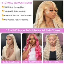 613 Lace Front Wig Human Hair 13x4 Body Wave Blonde Lace Front Wigs Human Hair 613 HD Lace Frontal Wig 200% Density Blonde Wig Human Hair Pre Plucked With Baby Hair - S613 - View 3