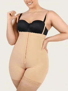 1PC Quần định hình Fajas có khóa kéo cỡ lớn dành cho nữ, quần định hình có 3 hàng móc, thắt eo, nâng mông, nén bụng, mở đáy quần, bộ đồ liền thân có khóa kéo mở ngực định hình - Màu be - Xem 3